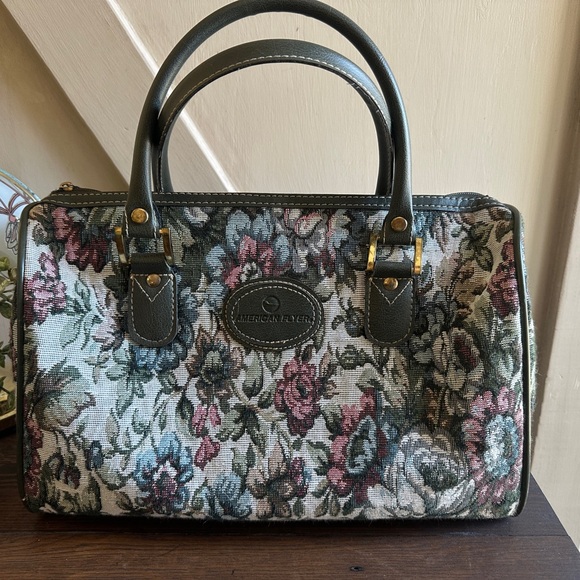 American Flyer Handbags - Vintage Tapestry Carpet Bag Purse | American Flyer Doctor Bag Style Handbag